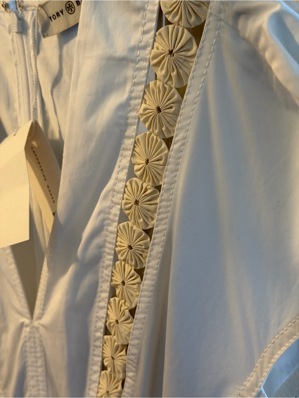 Tory Burch White Maxi Dress with Beige Crochet Insets - Picture 4 of 5